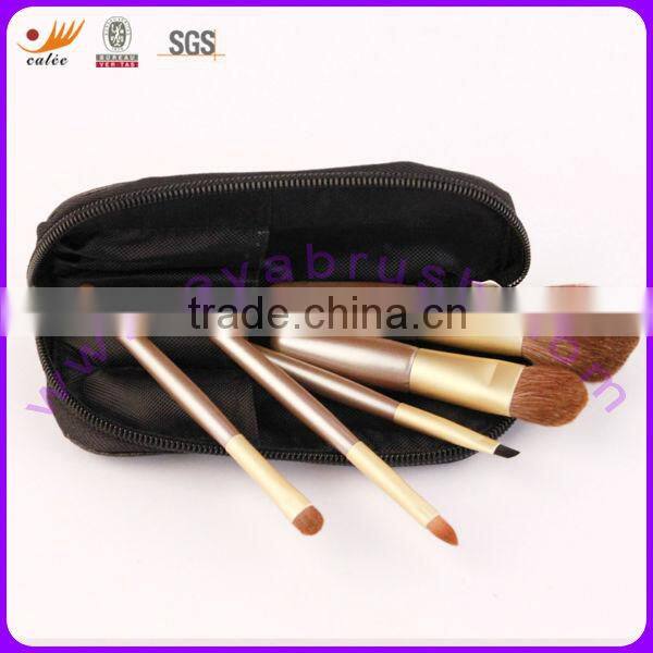 5pcs Gift cosmetic brush set with convenient zipper case