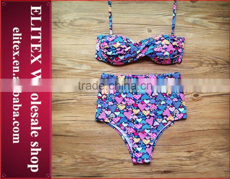 2017 Newest reversible green and dark blue sexy print swimwear swimsuit CK359