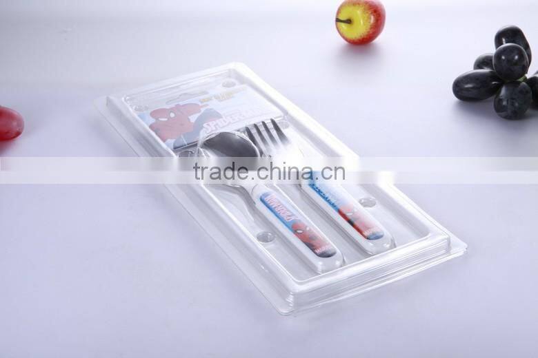 SS 430 baby cutlery set with ABS handle, custom design handle decal, china top ten selling products