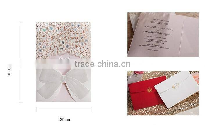 Hot sale white laser cut wedding invitation card
