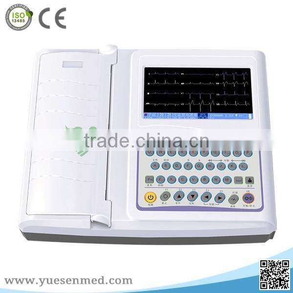 LCD display USB Printer New Digital Portable 3 Channel ECG Machine