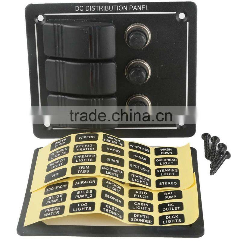 Marine/Boat/RV/Yacht 3 Gang Aluminum LED Waterproof Rocker Switch Panel