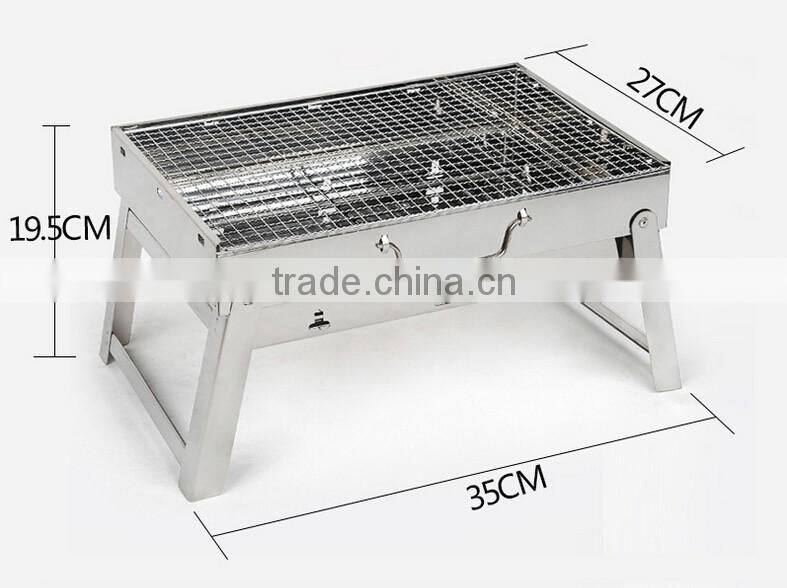 BBQ grill white stainless steel family use easy to take outdoor