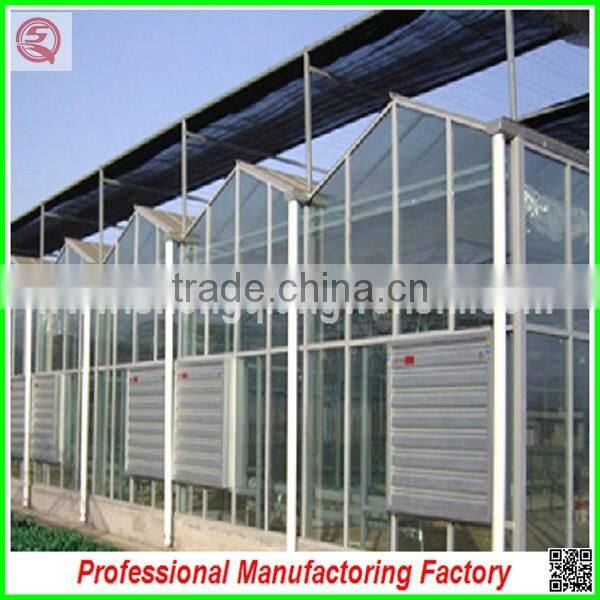 Hot sale 9.6m multi-span agriculture glass greenhouse grow tent for planting