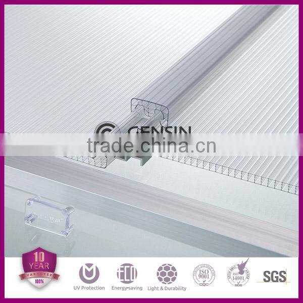 10year warranty uv coated U-lock polycarbonate sheet, pc connection system