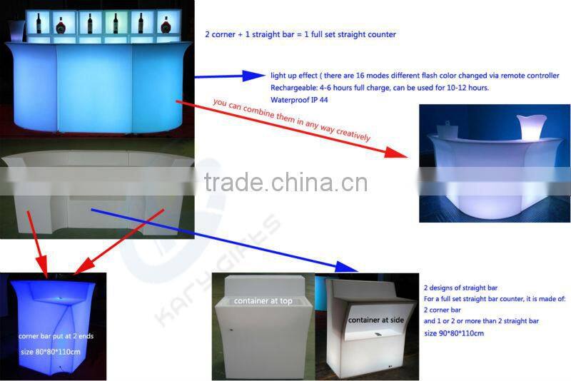 Outdoor Decorative bar counters Flashing Tables Plastic LED Light Bar Counter