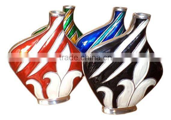 Home Decoration Woven Style Brown Aluminium Vase