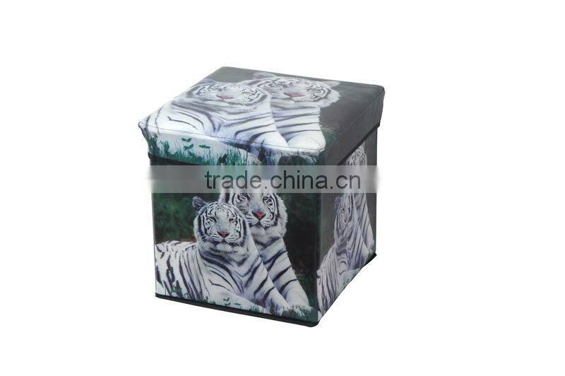 Storage Ottoman Faux Leather Collapsible Foldable Seat Foot Rest