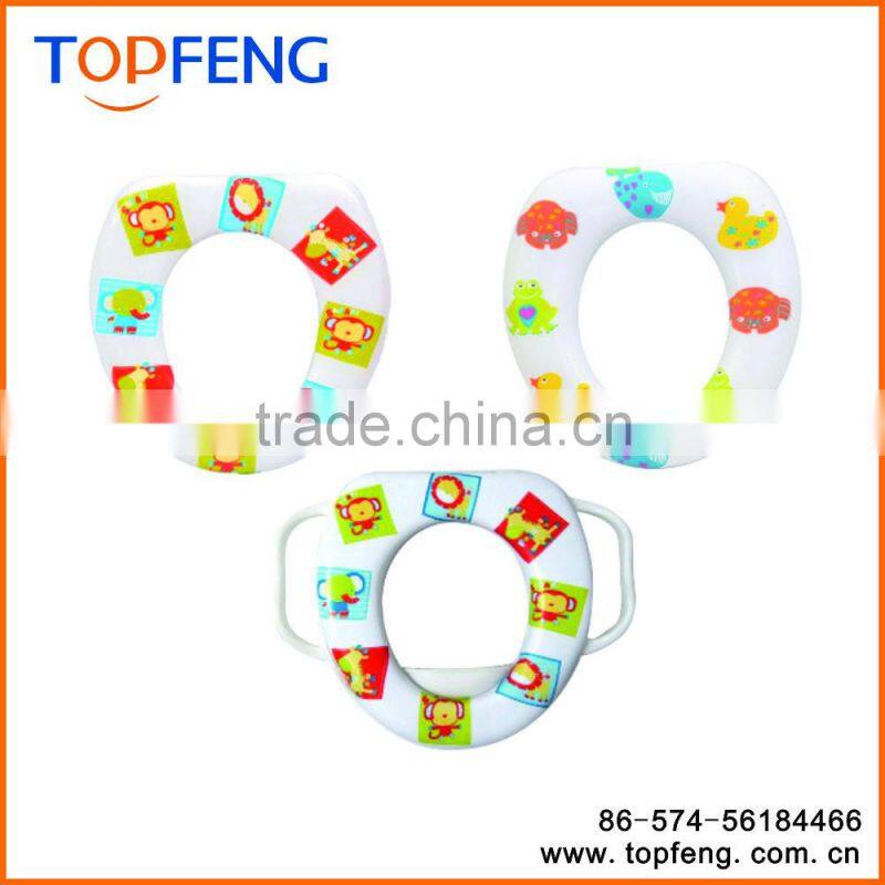 Easy clean soft potty seat with handle/ Children toilet seat
