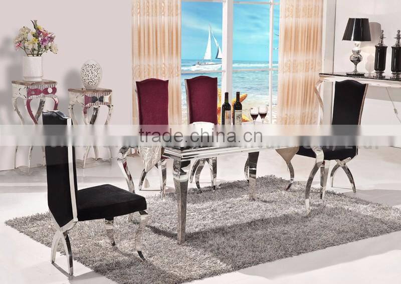 dining room furniture marble stainless steel dining table for 6 people