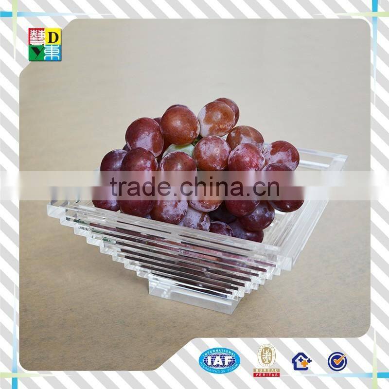 Hot sale simple acrylic clear fruit compote/modern deisgn acrylic polygon dish for fruits with high quality for hotel use China