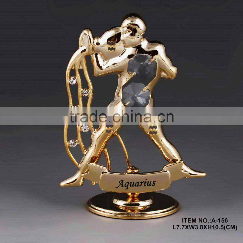 24K gold plated zodiac aquarius for sale with crystals from swarovski