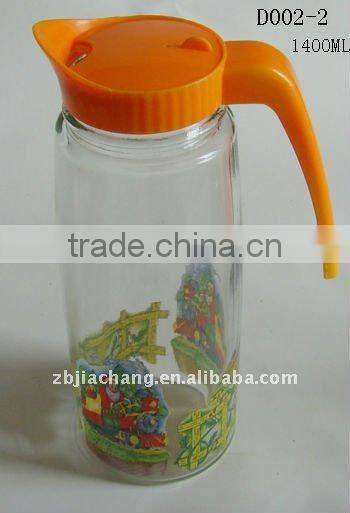 1400ml glass juice jug with plastic lid D002-2
