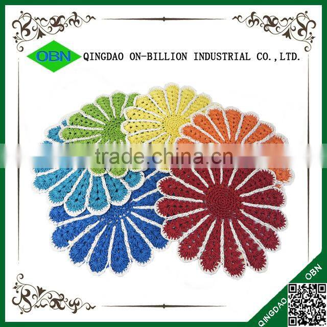 Cheap flower shaped round paper woven placemat