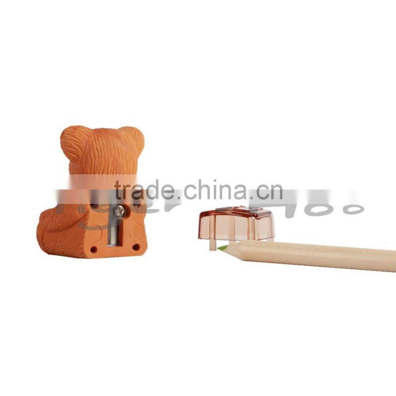 Environmental TPR Novelty Custom Bear Eraser With Bag Pencil Sharpener