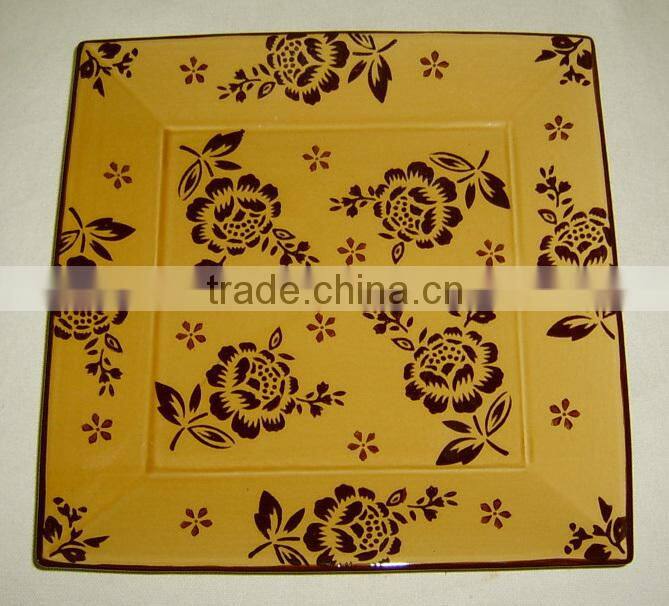 microwave unique design colored ceramic plate wholesale