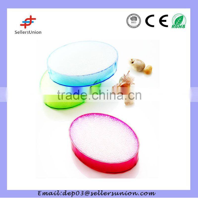 Plastic Soap Holder oval soap Box with Aerobic Spongy Pad for Bathroom