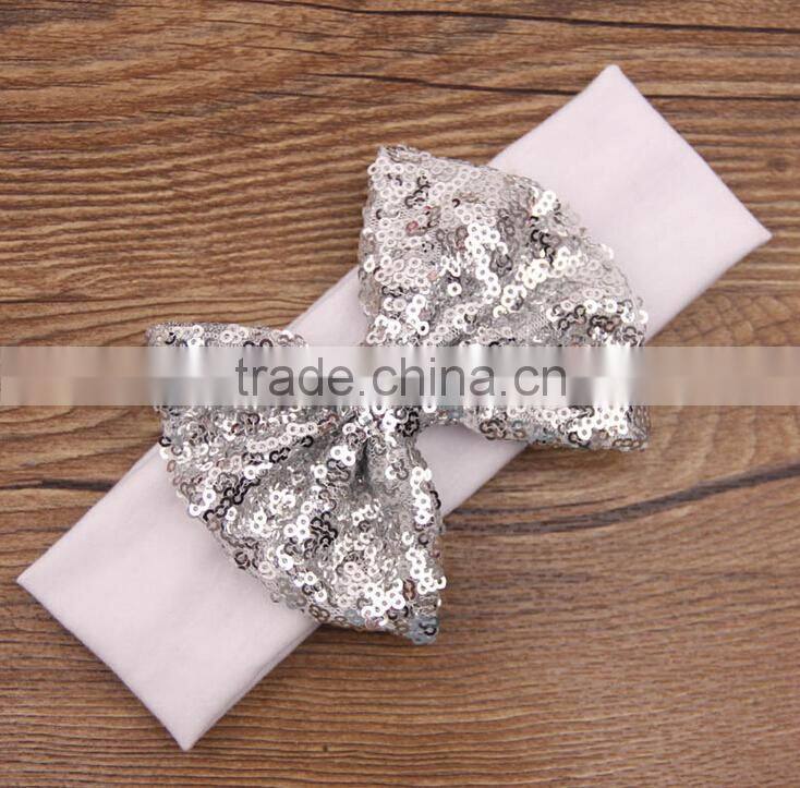 Sequin Bow Stripe Cotton knot headband baby headband wholesale