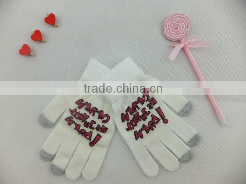 customize any colors printing 3 fingers touch screen gloves