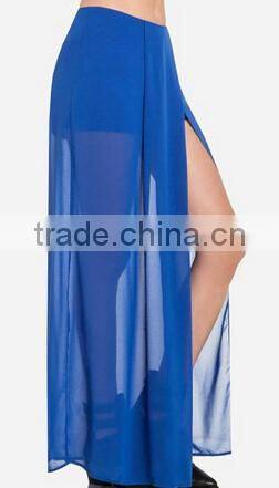 women's transparent side slit long chiffon sheer maxi skirt
