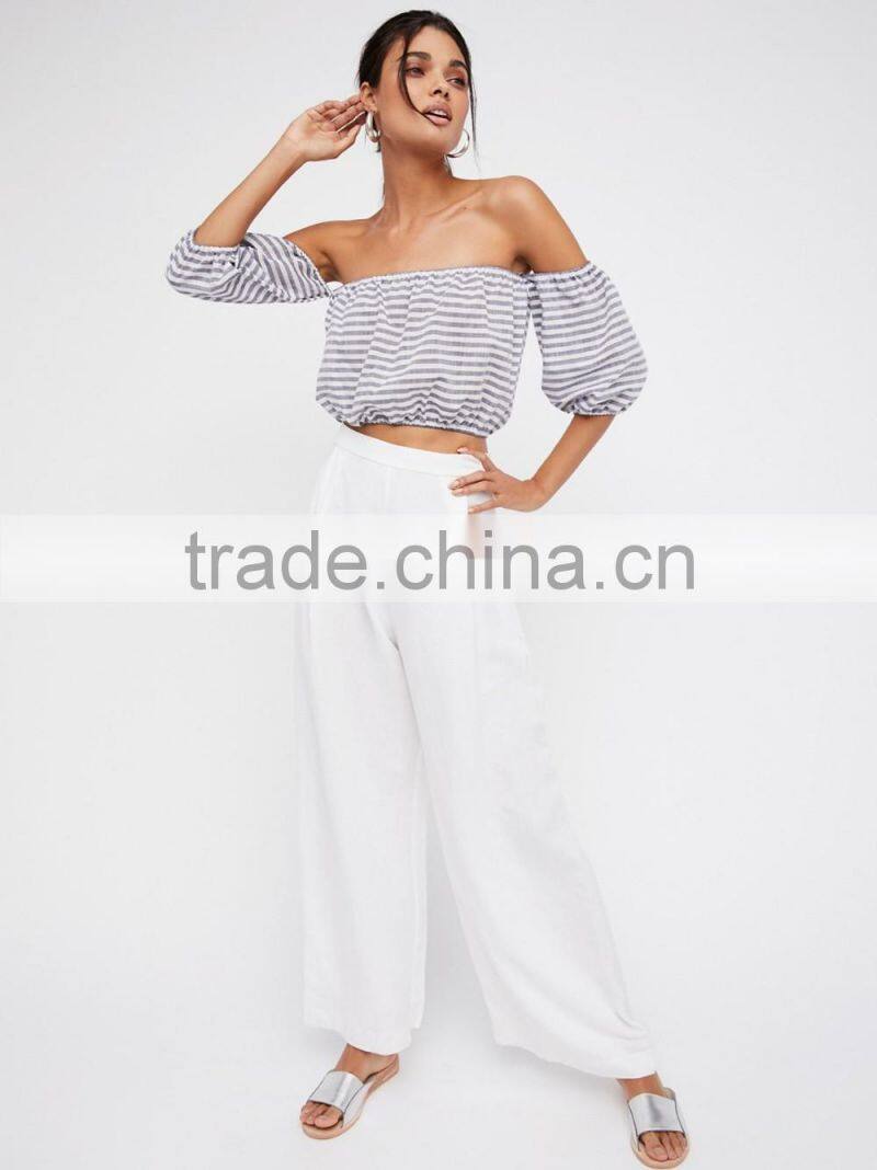 2017 Two Piece Set Women Clothing Stripe Pattern Off-the-shoulder Style Women Two Piece Set Top And Pant
