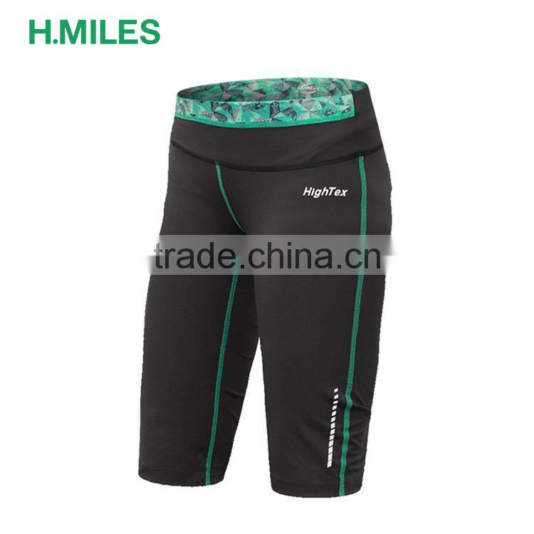 Seamless running capri quickdry sublimation print ladies compression short pants