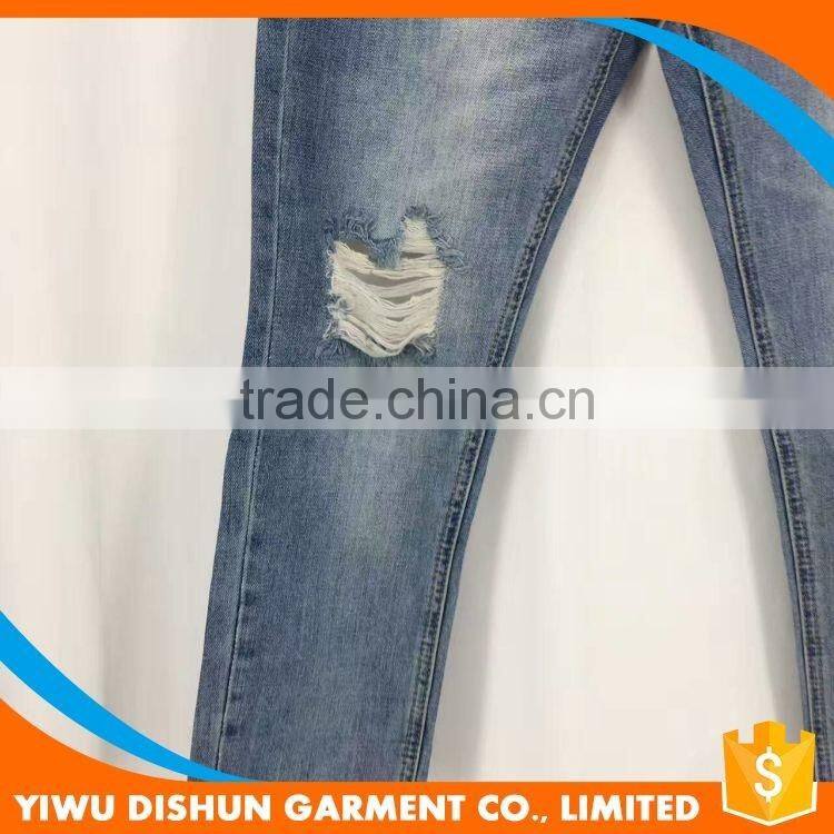 Women wholesale brand worn ninth pants blue jeans