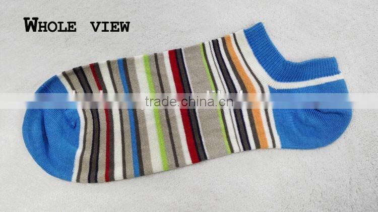 Customized 100% mercerized cotton silk like colorful striped ankle socks