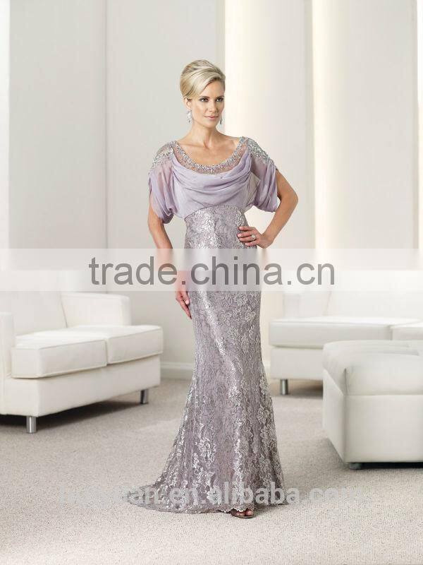 two color lace bride sleeve long dress for mother of groom