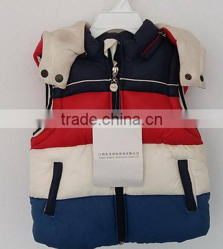 kids coloful stripes short sleeve ski coat for winter