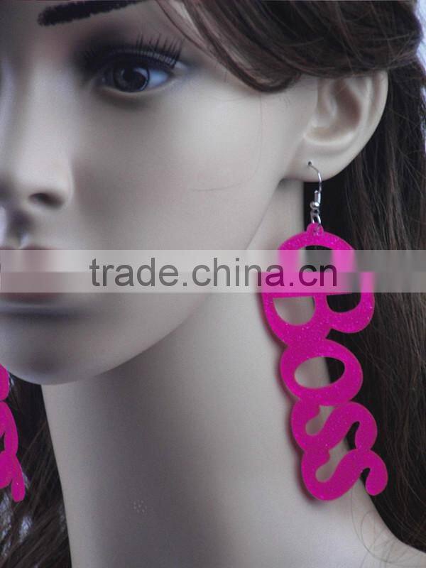 2015 large size letter Punk earring jewelry Hip Hop custom acrylic initial letter earring new design acrylic alphabet earrings