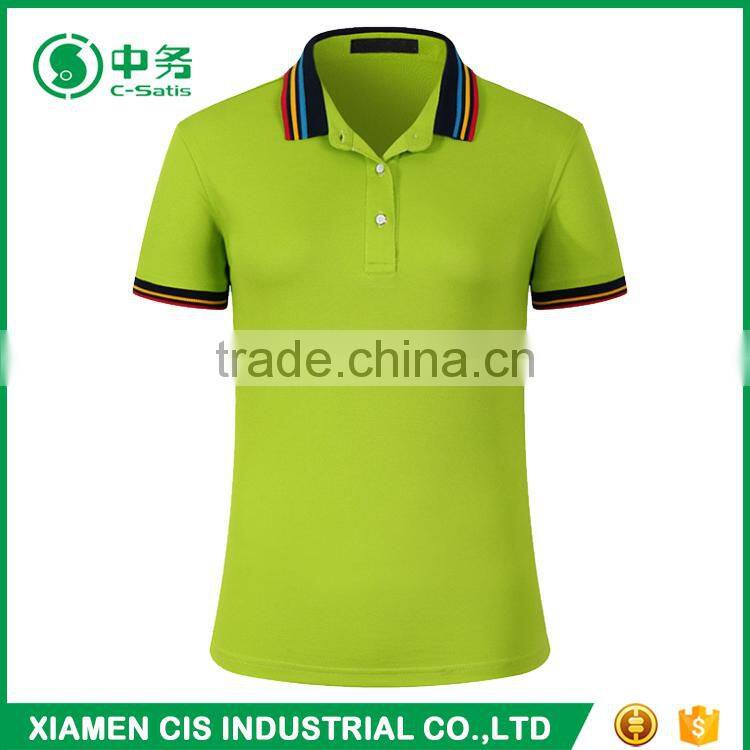 2017 Hot Sale Color Combination Collar Design Women Short Sleeve Blank Polo Shirts