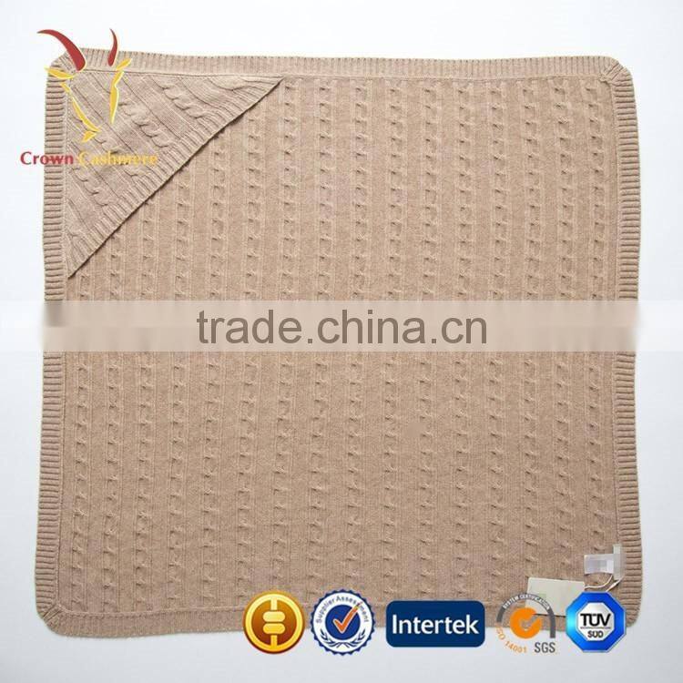 High Quality Knit Cable Cashmere Blanket