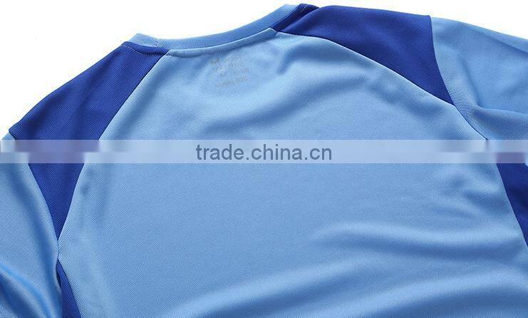 Polyester Short Sleeve Gym Quick Dry Stringer Blue White T-shirt