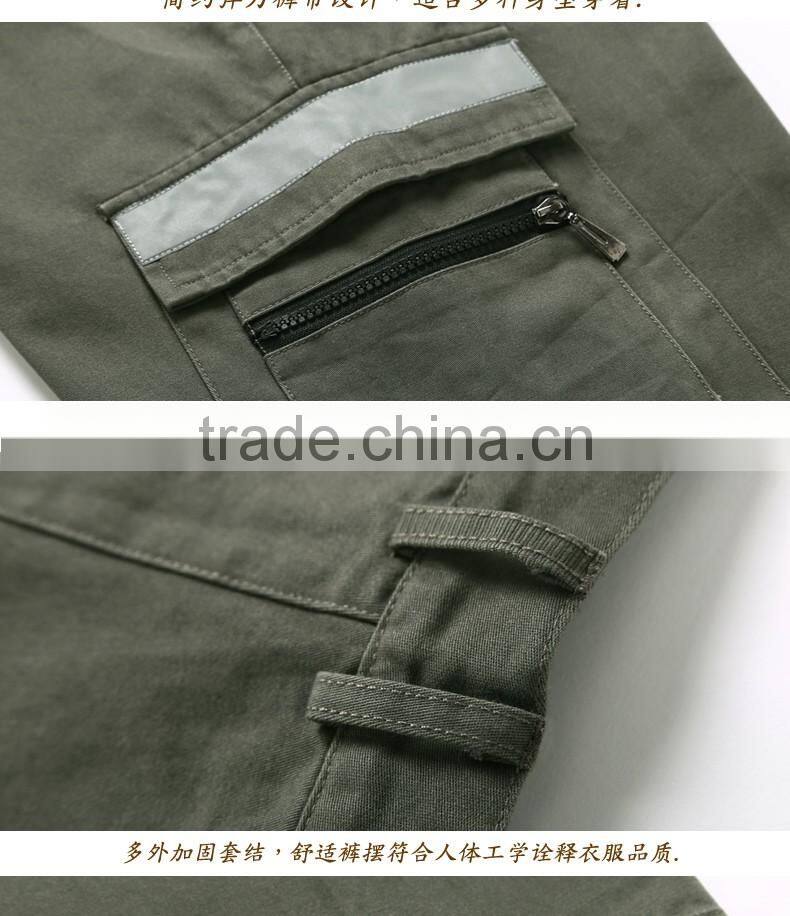 Juqian 2016 worker's garment green nylon breathable cheap multi pocket work pant