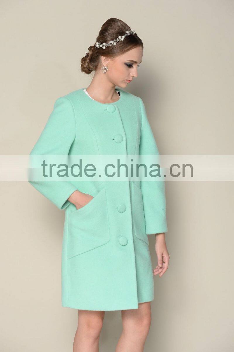 long style elegant plain red and green ladies fashion winter coat factory