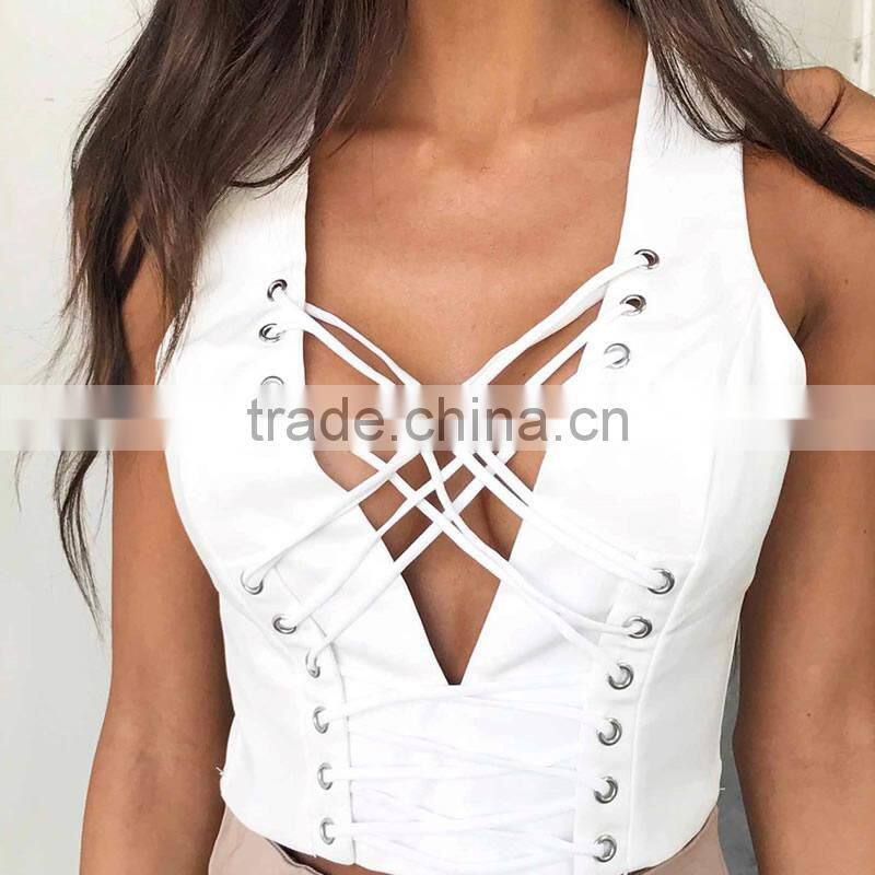 Polyester Tank Top hollow patchwork Solid Sold By PC