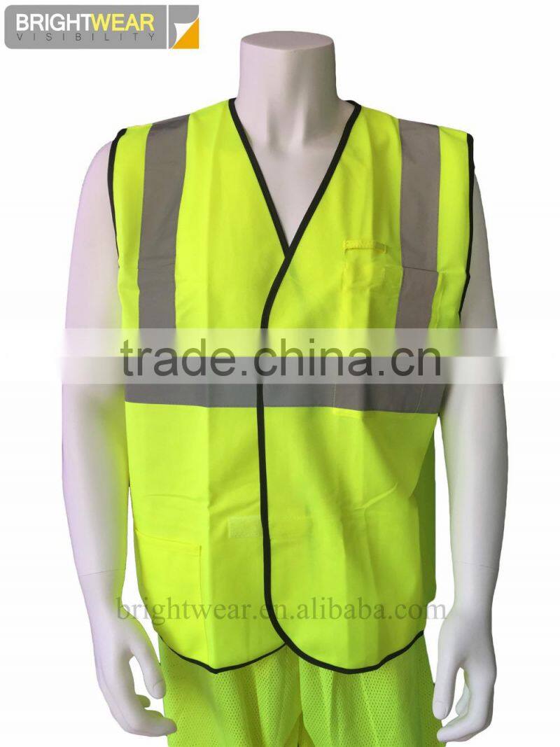 ANSI safety tricot vest with hook and loop fastener for usa market