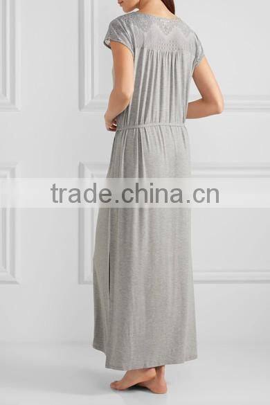 Sleepwear Women! High Quality Soft Viscose Blend Lace-Paneled Stretch Jersey Nightdress