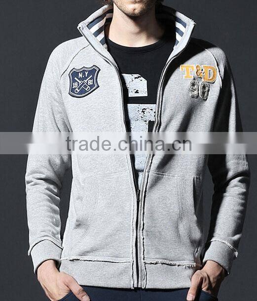 Fashion purple hoody heavyweight cotton hoodies men top stitch sweatshirts