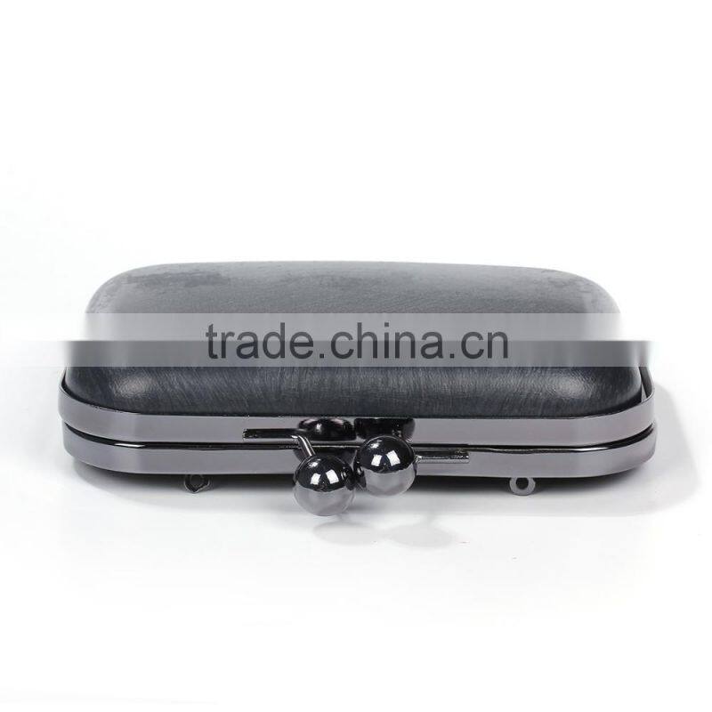 Iron Based Alloy Kiss Clasp Purse Frame Ball Gunmetal Rectangle 15.5cm(6 1/8") x 13.3cm(5 2/8"), 1 Piece