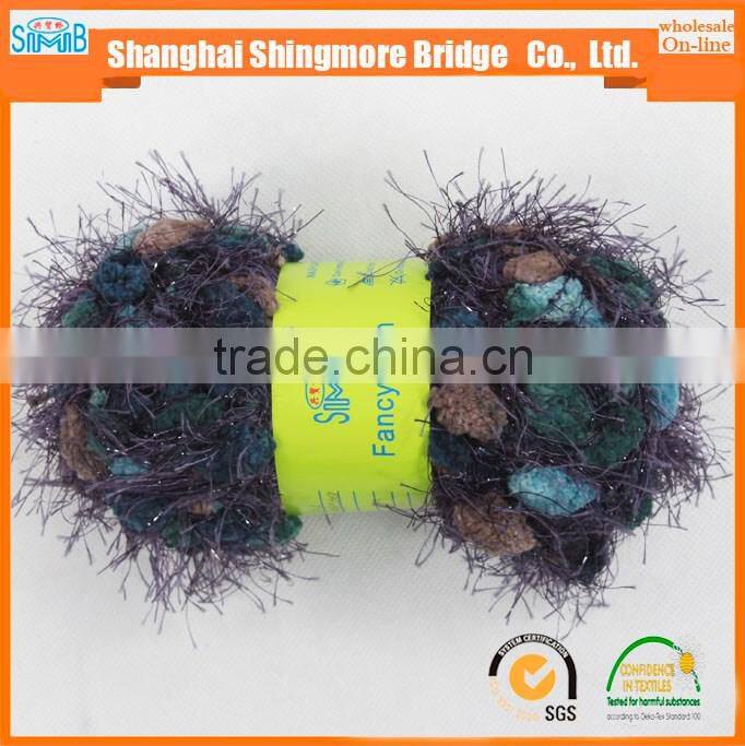China textile factory direct wholesale 100% polyester spun dyed yarn hand knitting velvet twist feather yarn in low price