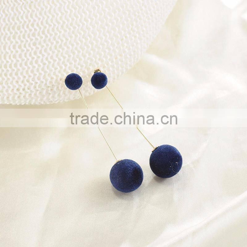 Double Ball Long Drop Dangle Ball Earrings 2017