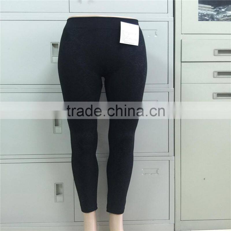 Women's Winter Thick Warm Fleece Stretchy black color emboss legging Pants