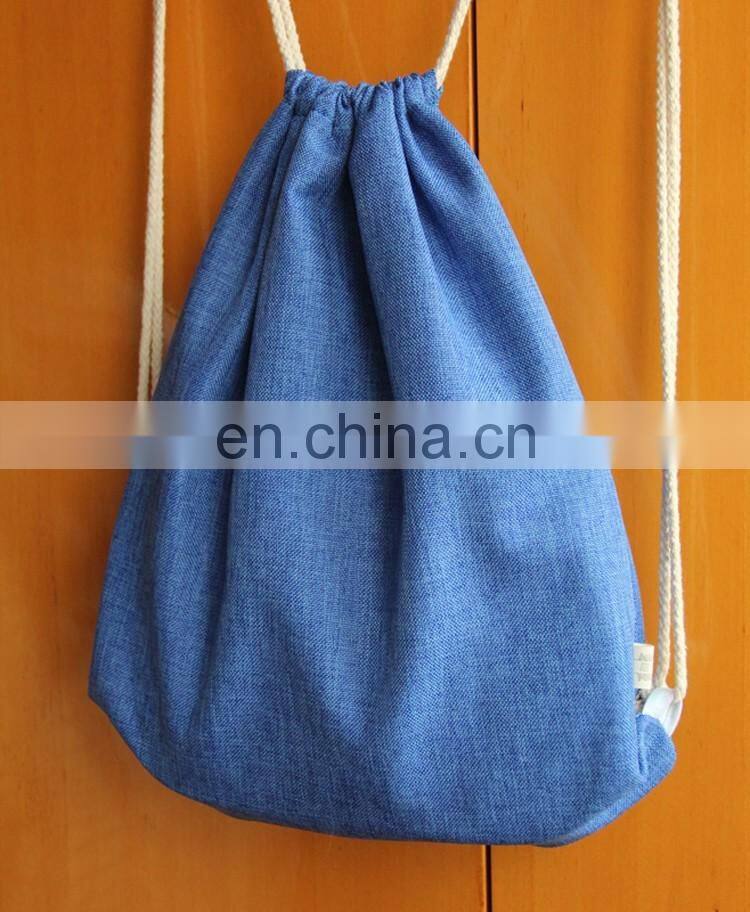 Cotton Canvas Draw String Backpack Student Book Bag