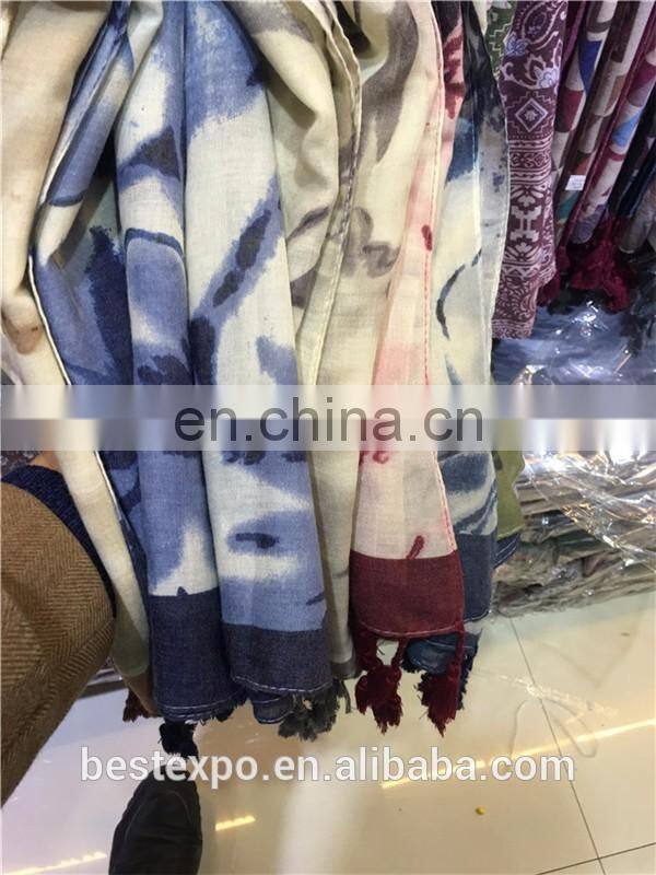 wholesale cotton under hijab woman wave jacquard shawl solid color satin hair scarf
