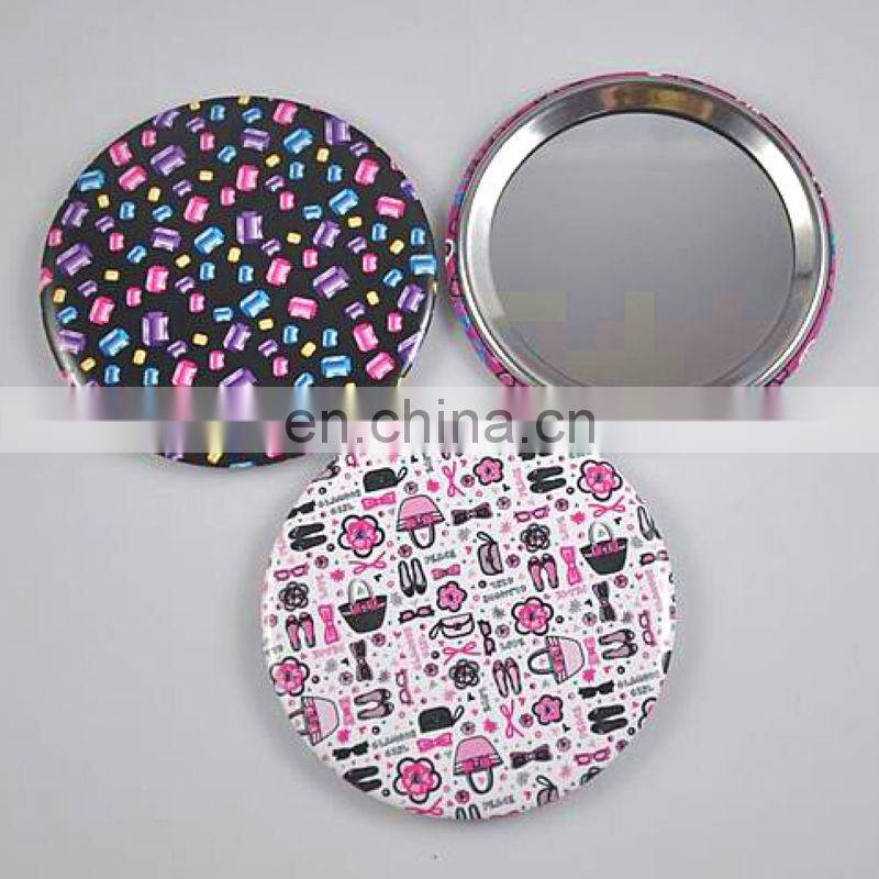 New arrived craft beautiful eco-friendly tinplate mirror button / looking glass for decoration