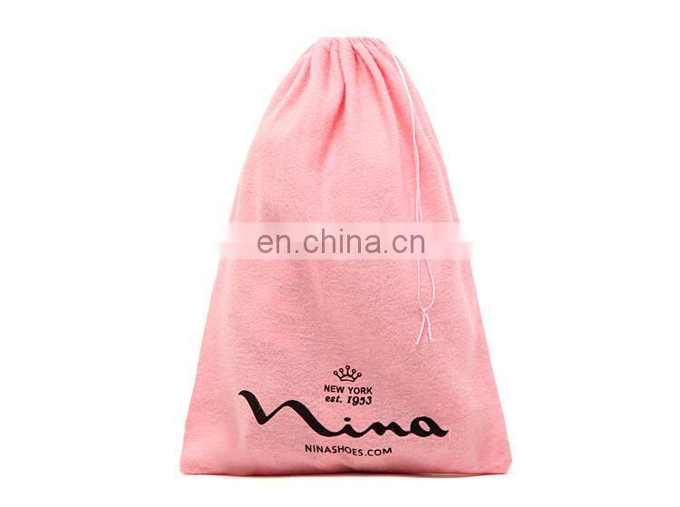 Wholesale cotton flannel drawstring shoe bag for packing shoes