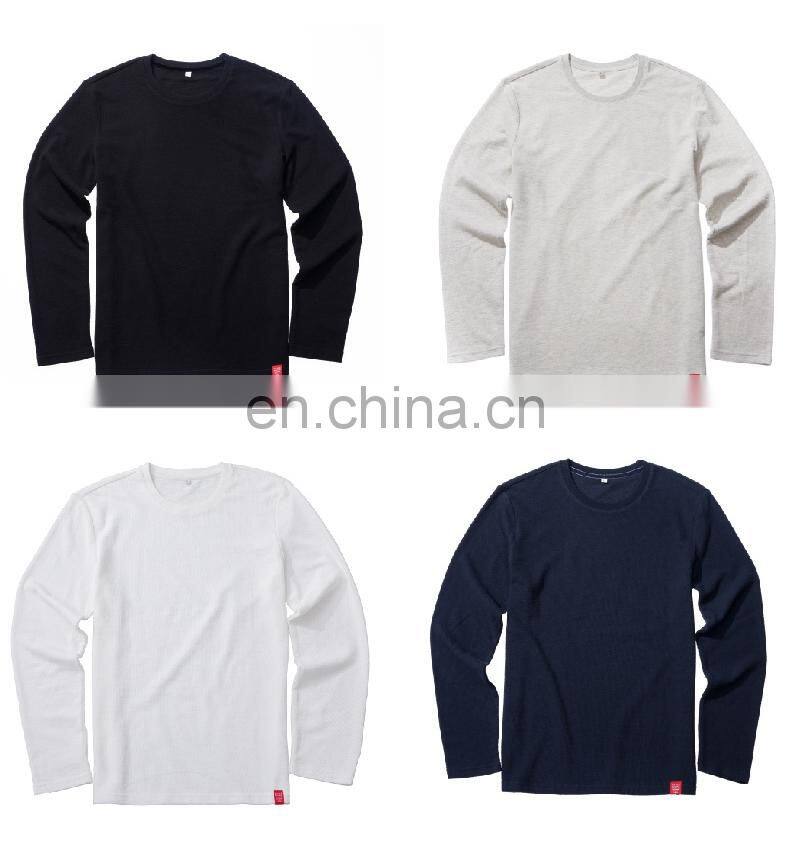 Custom blank 100 soft cotton long sleeve Casual Blank Mens crew neck t-shirt
