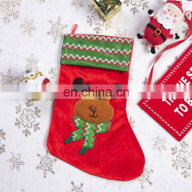 Promotion Factory Price Deer Pattern Bulk Christmas Stockings for Kids